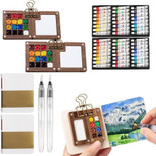 Mini Aquarell Set 2026, Aquarell Set mit Bildbuch & Handtüchern, Mini Wasserfarben für Anfänger mit 12/24 Farben