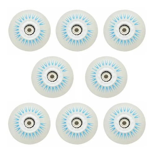 Inline Roller Skate Wheels 8Pack 80mm 90A Durable Blue Glow In The Dark Replacement