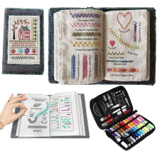 Neu Stickstich Buch Kit Tragbar für Alle Szenarien mit Komplettwerkzeug und Lernanleitung Perfekt für Anfänger Bastler