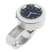 Motorcycle Handlebar Watch Waterproof Watch Stand Compact Metal Timing Accessory Bikes Motorcycles Easy Install Silver