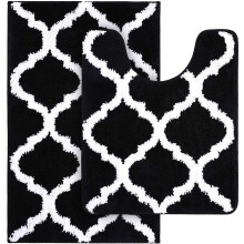 Covorașe de baie moi din microfibră, spate TPR antiderapant cu absorbție ultra-apă, design elegant pentru baia dvs., lavabile la mașină, set de
