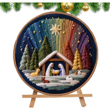 Weihnachtskrippe Stick Set Weihnachten Gestempelte Nadelarbeit Set für Erwachsene Einfaches Muster DIY Stickerei