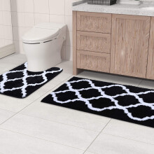 Badrumsmatta med halkfri botten, spaljémönster i bomull, maskintvättbar mikrofiber, plyschig och bekväm absorberande badmatta för badkar och