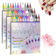 Set de 12 lapices para arte de uñas 2026, marcadores 3D para uñas de gel, herramientas DIY para puntear y dibujar, 3 sets
