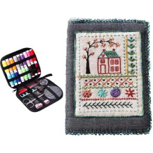 Stickstich Buch Kit Neu Stickbuch Komplett Nähwerkzeug und Tutorials für Anfänger Tragbar DIY Set Blumenmotiv Basteln