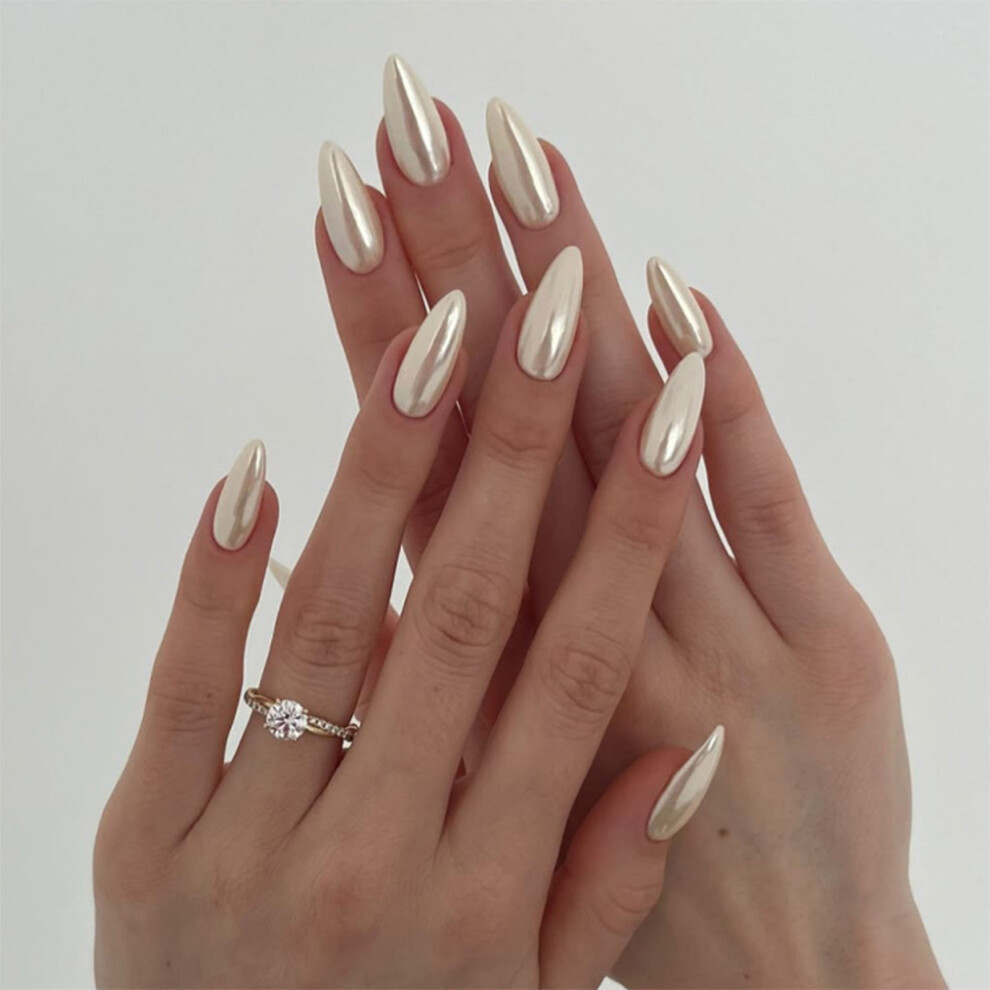 1Set Press on Nail,Almond Fake Nail Stick Glues on Nail False