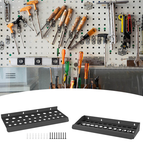 Two Part Black Varnished Steel Tool Rack Garage Workshop Storage 1