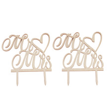 decorazioni per torte nuziali, decorazioni per torte in legno a forma di cuore Mr & Mrs, decorazioni per torte nuziali, stuzzicadenti per torte,