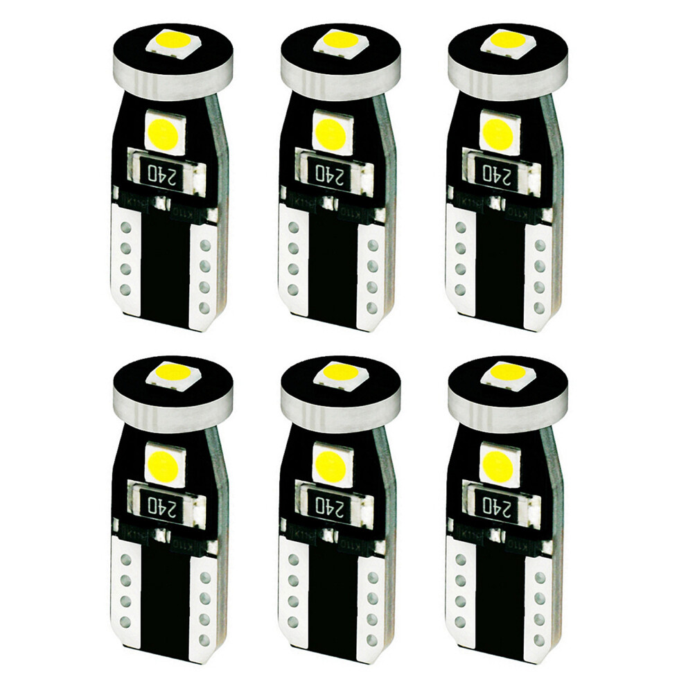 300Lm Car Dome T10 W5w Led Bulb 6500K 12V-6 Packs Light/White 7696000868097