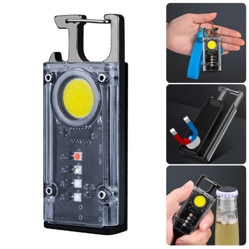 LED Flashlight Keychain Light with Opener and Magnetic Base for 1