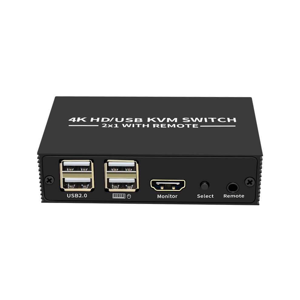 4K Hd Usb Kvm Switcher 2 In 1 Out Shared Monitor Usb 2.0 Printer And Disk Sharer Dvr Compatible 9323874400310
