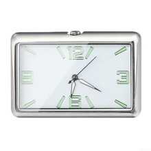 Car Dashboard Clock with Clear Night Visibility, Rectangular Glass Quartz Design, Multiple Mount Options