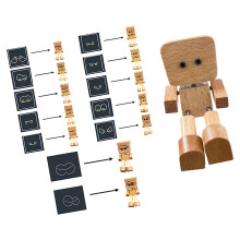 Figurine d'homme en bois secouant,-T tête 12 expression