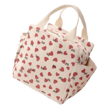 Corduroy lunchtas Geïsoleerde lunchbox Ruime-Beige liefde