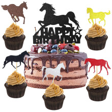 Decoraciones para fiestas de cumpleaños, palillos para pastel con forma de animales para celebraciones con temática ecuestre, ideales para baby