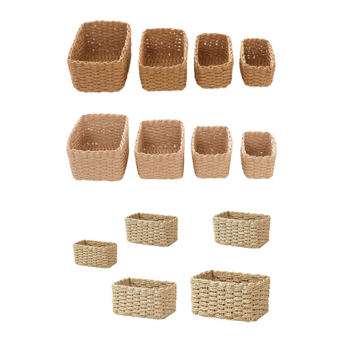 Pack of 4/5 Space Efficient Stackable Baskets with Natural-A 1