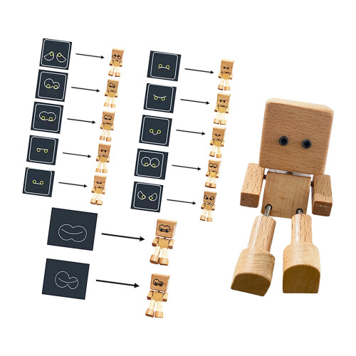 Schüttelnde hölzerne Mannfiguren,-12 Emoticon-Pakete mit