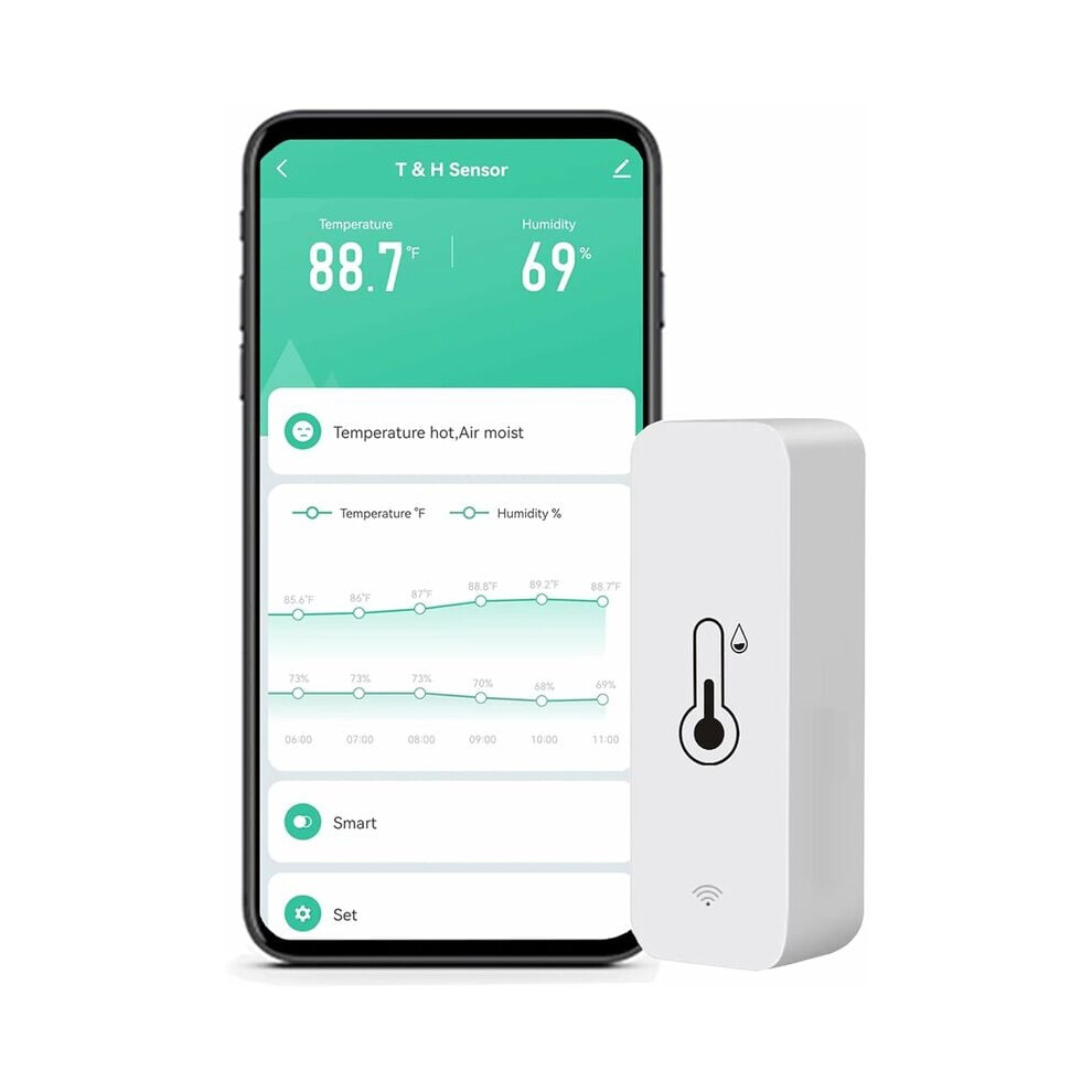 High-Precision Smart Indoor Thermometer Hygrometer, Voice-Controlled Wifi Temperature Humidity Sensor, Remote Monitoring For Home, Greenhouse, Wine Ce 9153484577993