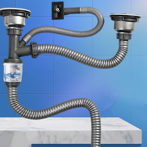 Double Washing Basin Downcomer Sink Model Kitchen Drainer Trough Odor Control Basin 2