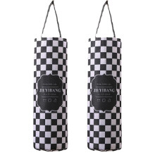Canvas Kitchen Trash Bag Dispenser, Black White Buffalo Check Grocery Bags Organizer, For Home Hanging Decoration And Storing Clothes
