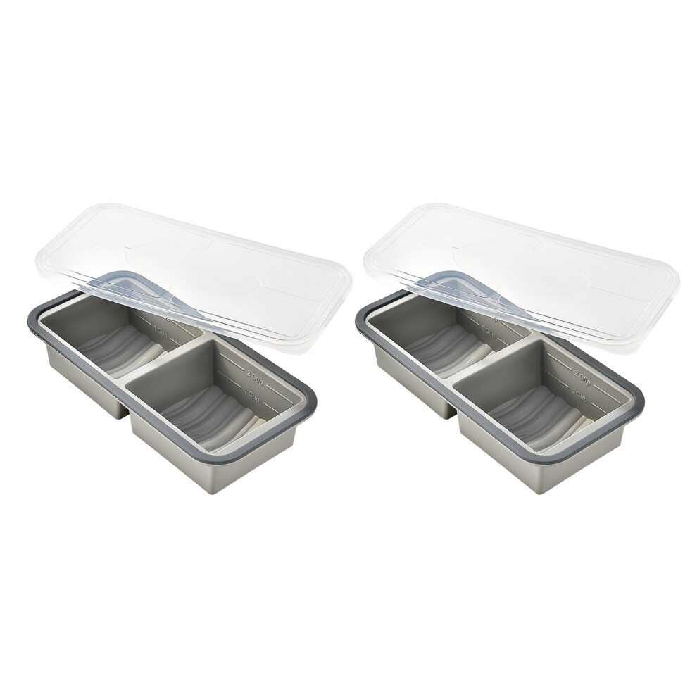 2Pieces Food Grade Silicone Freezers Container Included Lid-C