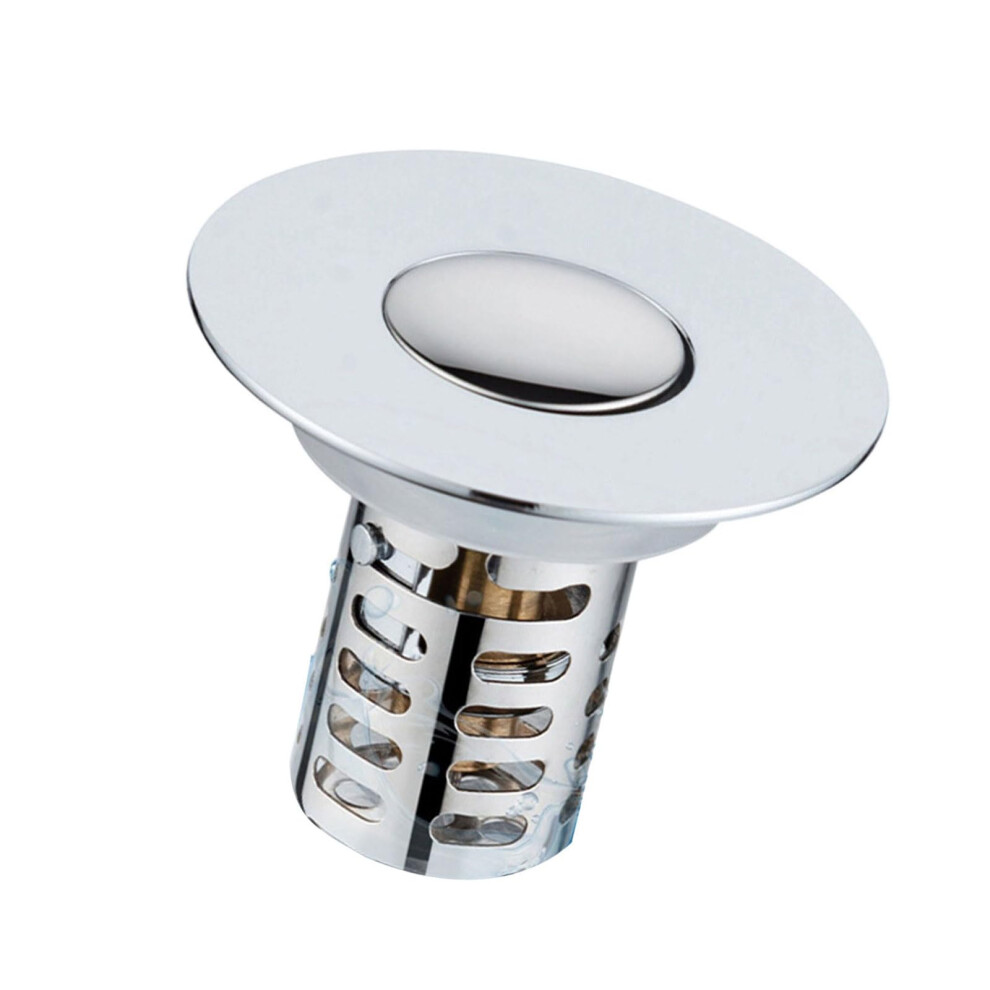 Pushoperated Basin Waste Plug Steel Drain Filter Hair Catcher Anticlog Design Bathroom Pushdown Stopper Crosshole 9105992780617