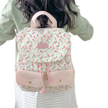 Women Girls Sweet Floral Double Pockets Shoulder Bag Japanese