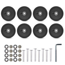 8Pcs Luggages Wheels 55mm Black Plastic Suitcase Double Wheels