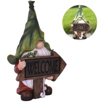 Gnomo natalizio Tomte con luci solari da esterno, statua decorativa impermeabile in resina dipinta a mano per giardino, cortile e patio.