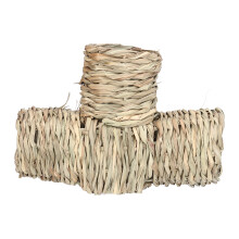 Tunnel aus Naturgras für Kleintiere, sicherer, essbarer Gras-Verstecktunnel mit vier Eingängen, Meerschweinchentunnel und -röhren, Spielzeug für