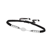 Hohles Armband mit Schlägeranhänger,-Schwarzes Stahlseil
