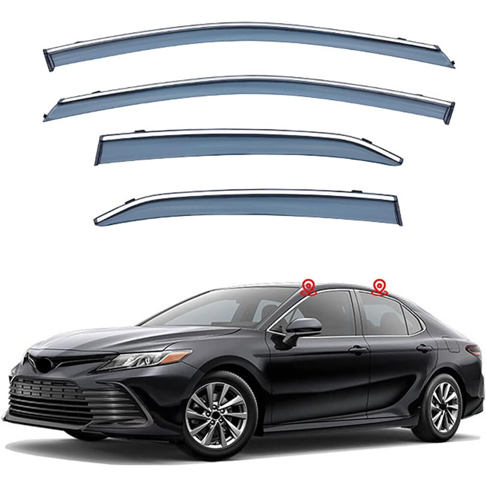 Car Window Visors For Toyota Camry 20182023, Side Door Rain Guard Deflectors With Easy Stickon 9323874403403