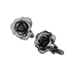 Pair of Elegant French Rose Cufflinks Crafted from Copper-Black