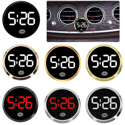 Car Interior Clock with Multicolor Luminous Display, Stick On Dashboard, Universal Vehicle Fit 1