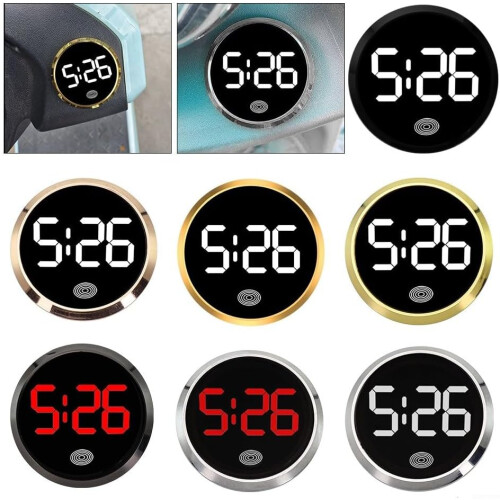 Car Interior Clock with Multicolor Luminous Display, Stick On Dashboard, Universal Vehicle Fit 2