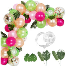 FlamingoDecor, 83 Tacar Garland Balún Saorga, Tionól Éasca, Maisiúcháin Cóisire Trópaiceacha DIY, Cúlra Grianghrafadóireachta Téama Trá