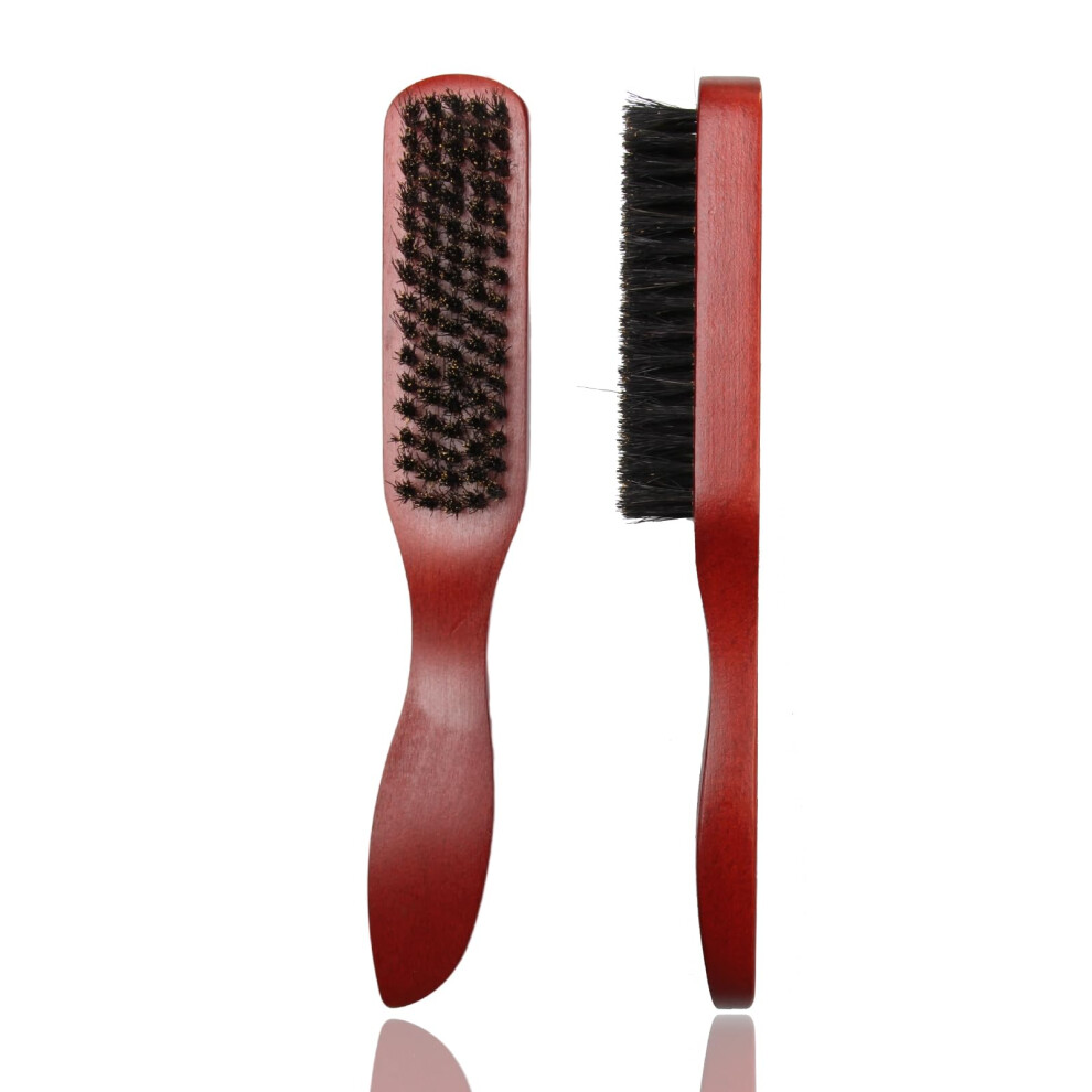 Slick Back Hair Brush Boar Bristle Wood Handle For Men Smoothing Frizz Reduction Shine Scalp Massage Beard Grooming