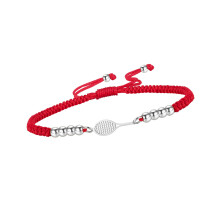 Adjustable Knot Cord Bracelet With-Steel color red rope