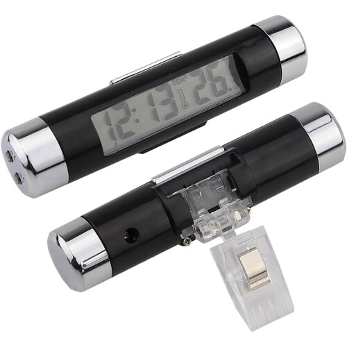 Car Digital Dashboard Clock with LED Blue Backlight, 2in1 Air Vent Clock and Thermometer 1