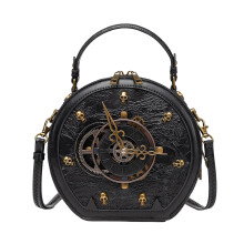 Sac d'horloge en cuir PU pour femmes, sac à main Steampunk, sac