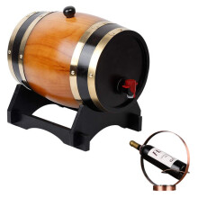 Wine Barrel Oak Aging Bucket With Wine Rack For Storing Wine Whiskey Liqueurs Color YellowBlack Size 3L