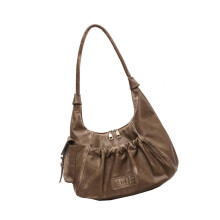 Sac de selle en cuir sac à main pochette rétro avec fermeture à