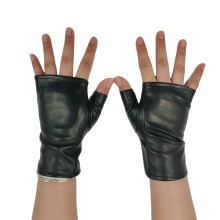 Stilvolle fingerlose Motorradhandschuhe, verstärktes PU-Leder,