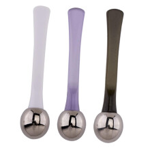 Eye Cream Spoon and Massage Stick Zinc Alloy DualEnded Facial Mask Applicator 3Pcs White And Green Home And Salon