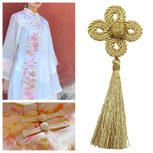 Handcrafts Clovers Tassels With Gold Thread Design Elegant 1