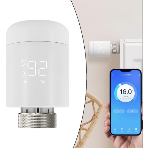 WiFi Smart Thermostat Actuator For TRV Radiator, Programmable Heating, Remote Control Access, Compatible 2