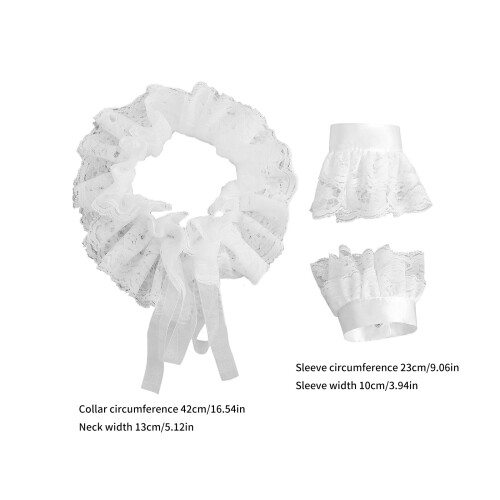 Double Layer Lace Detachable Collar With Cuffs Adjustable 2