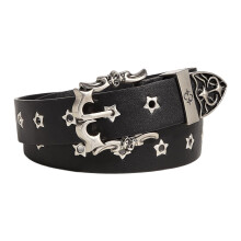 Gothic Rocker Gürtel, verstellbarer Bund, Sternakzente, perfekt