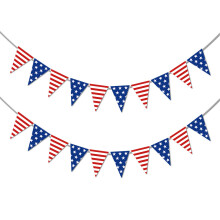 Guirlande de fanions patriotiques, impression recto verso, drapeaux triangulaires en papier épais, pour une ambiance festive intérieure et
