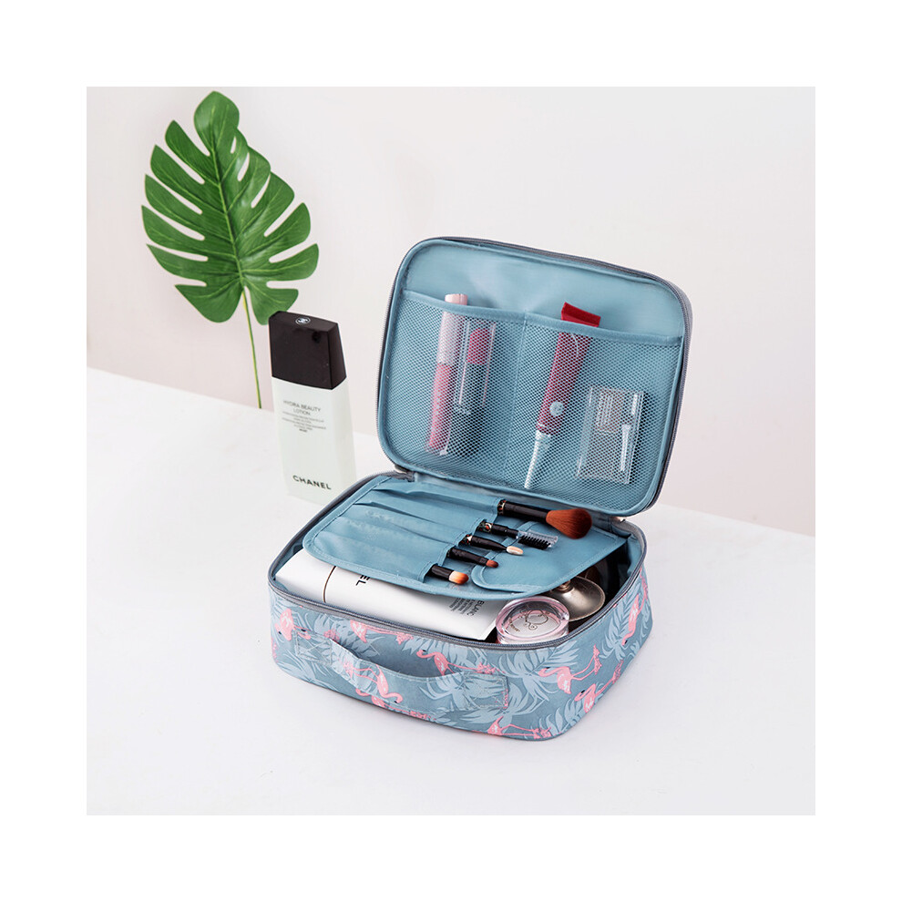 Makeup Brushes Companion, Sturdy Construction Adjustable Inner Dividers Toiletry Bag with Hanging Feature for Women (Flamingo)
